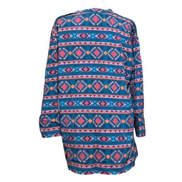 Vintage 90s Nuovo Southwestern Aztec Print 3/4 Sleeve Blouse Sz S Oversized Trib - Picture 4 of 8